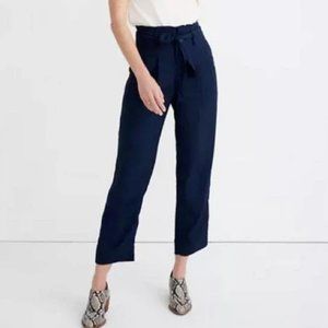 NWT Madewell Drapey Wide Leg Paperbag High-Rise Pants - Navy Blue - Size 6